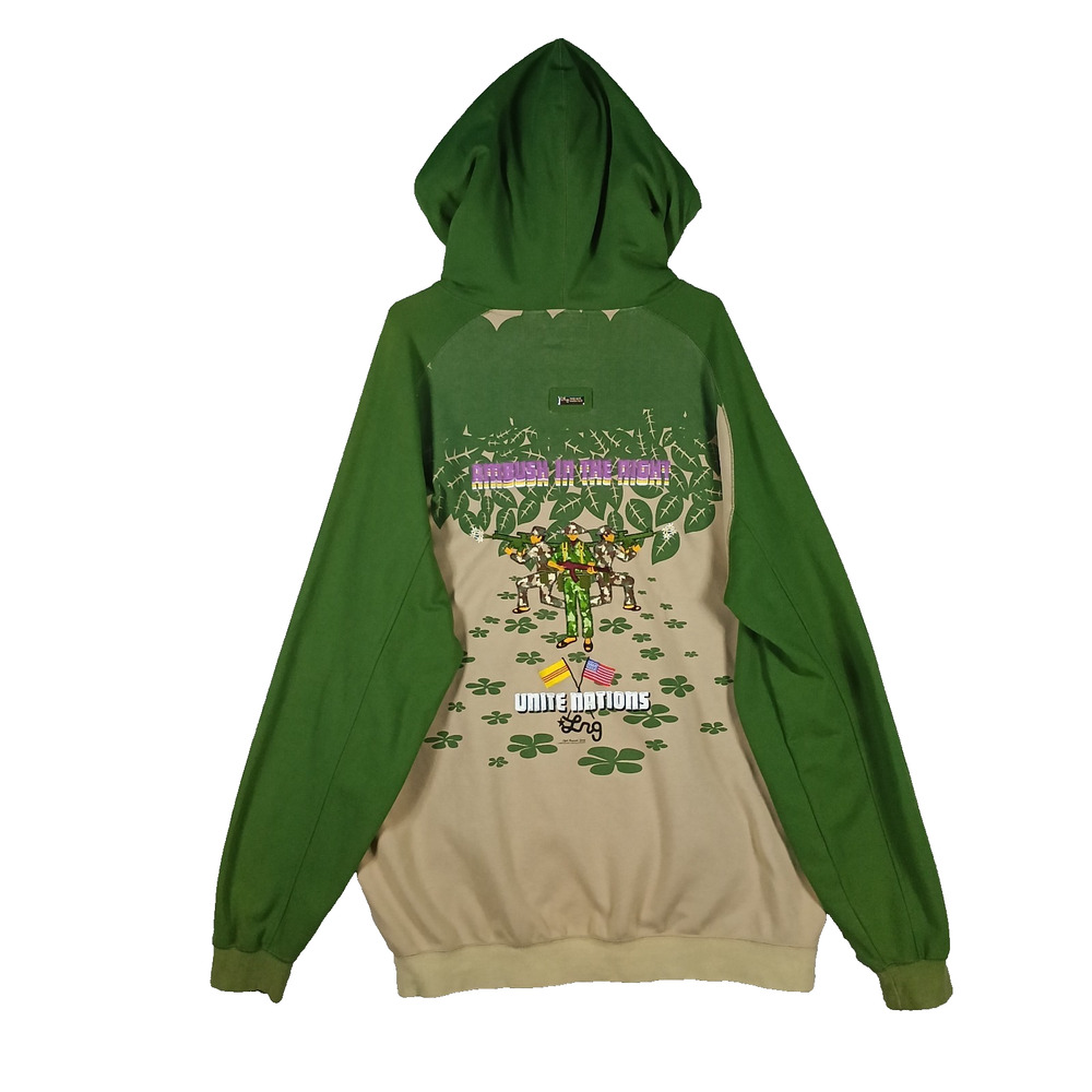 LRG Hoodie Men Size 3XL Green Tan Unite Nations Zip Up Embroidered Streetwear‎